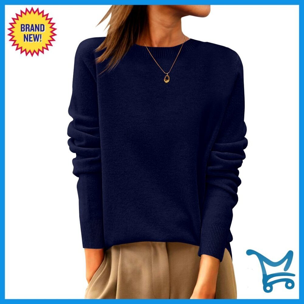 Classic Wool Pullover Sweater Regular Fit Long Sleeve Work Casual Chic